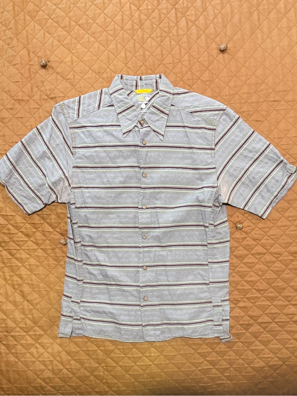 Men's Mountain Hard Wear Short-Sleeve Striped Button-Up Shirt - Light Gray